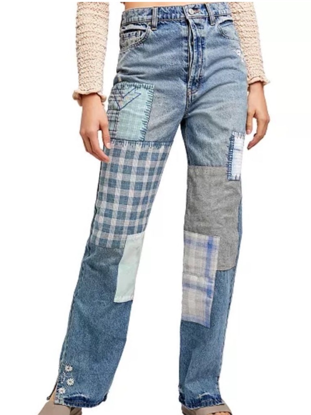 WE THE FREE STEINBECK PATCHED STRAIGHT LEG JEANS